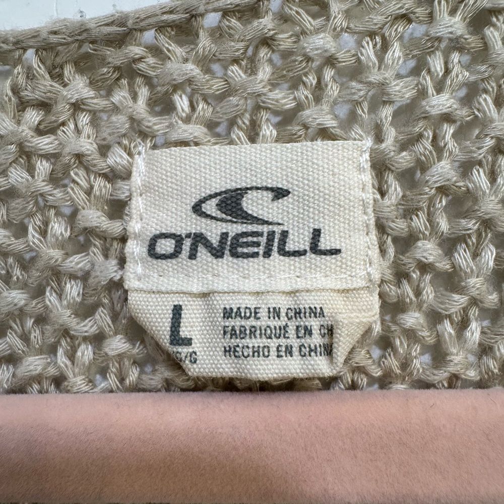 O’Neill Open Front Striped Knit Cardigan Sweater Size Large – Beige/Taupe - Picture 5 of 5
